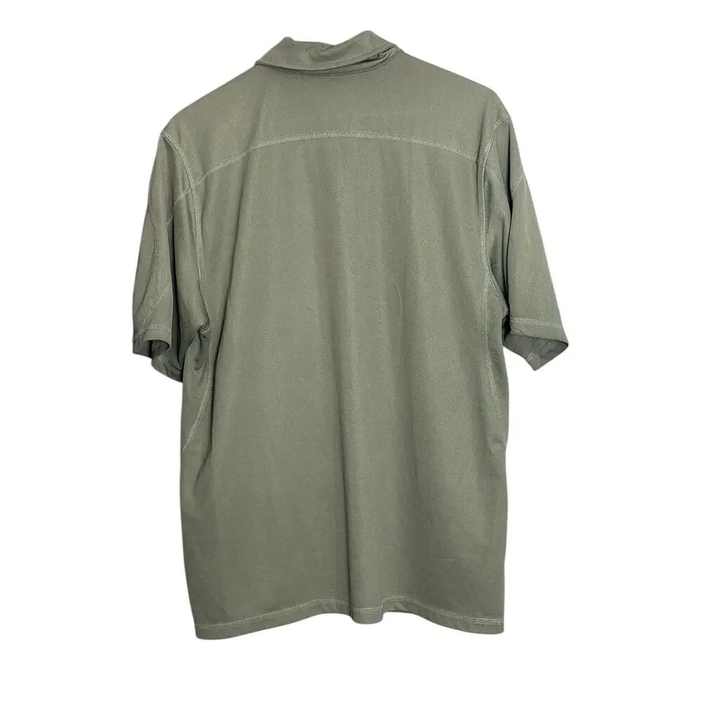 L.L.Bean Men's Green Half-Zip Performance Polo‎ Shirt L